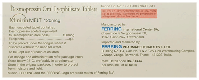 Minirin Melt 120mcg Tablet 10s
