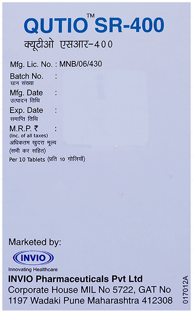 Qutio SR 400mg Tablet PR 10s