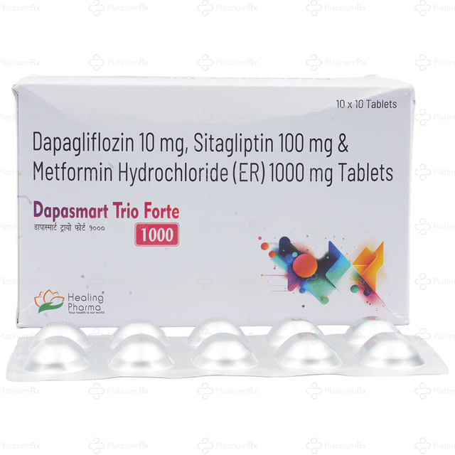 Dapasmart Trio Forte 10/1000/100mg Tablet ER 10s