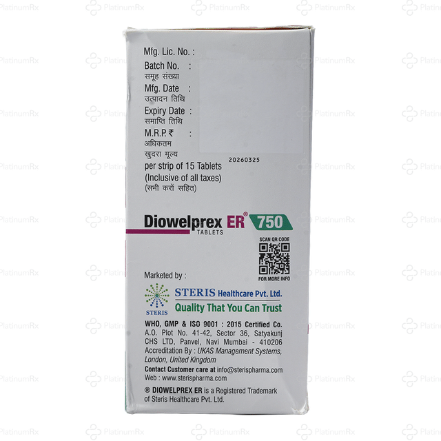 Diowelprex 750mg Tablet ER 15s