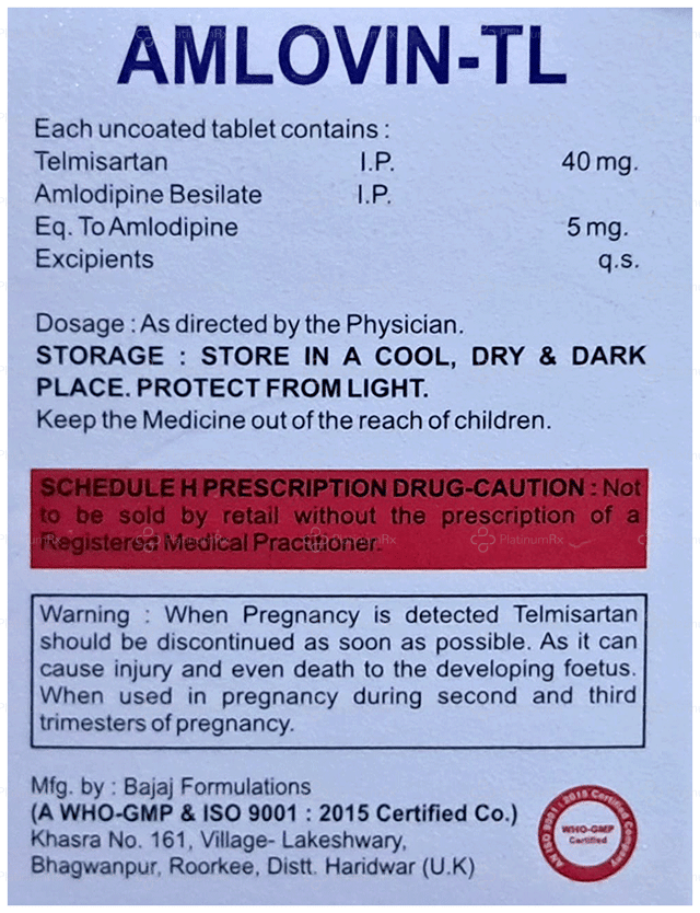 Amlovin TL 5/40mg Tablet 10s