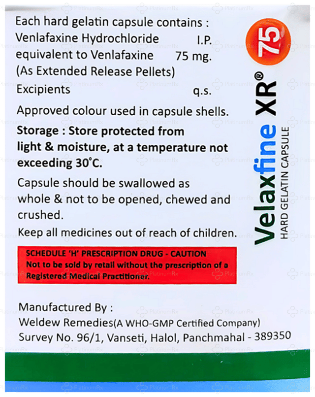 Velaxfine XR 75mg Capsule 10s