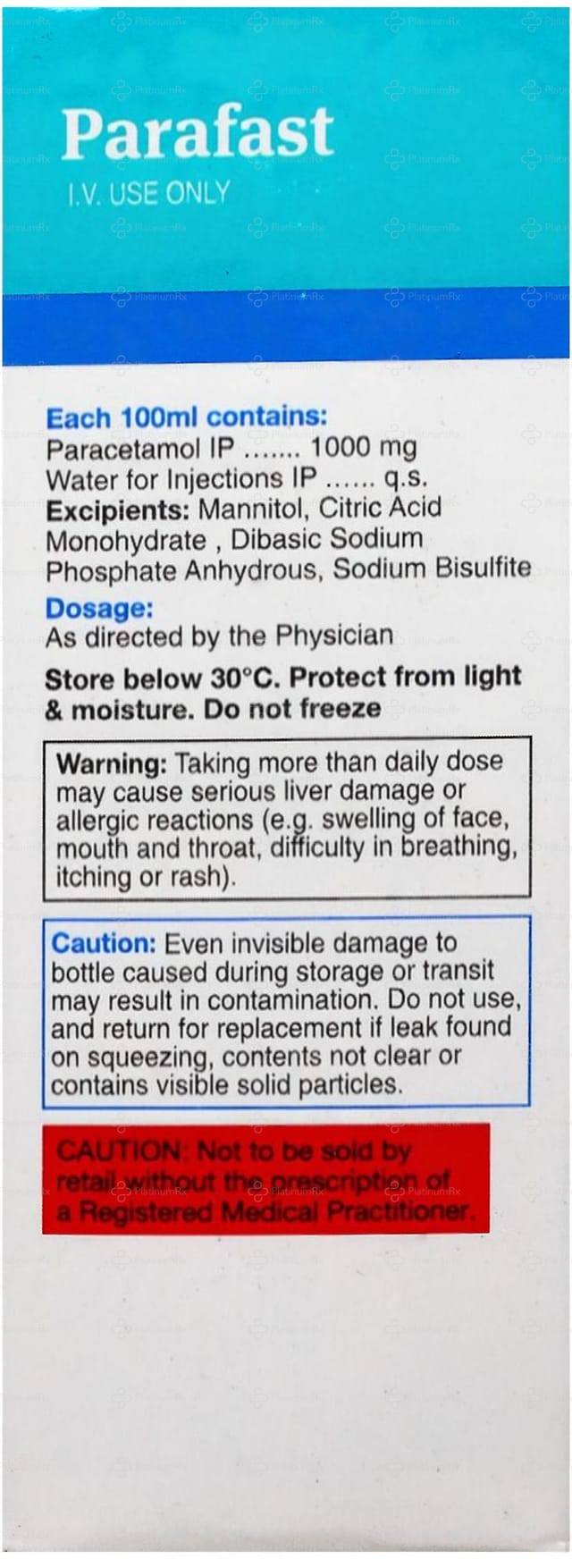 Parafast 1000mg Injection 100ml