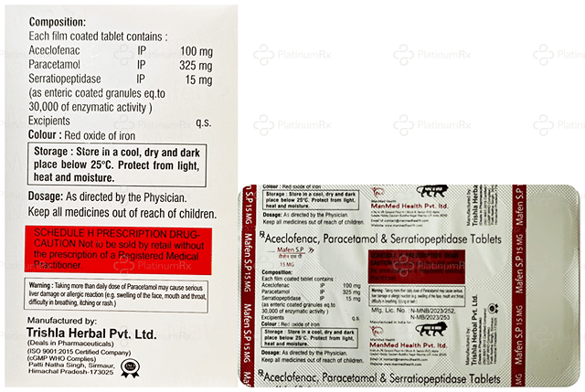 Mafen S.P 100/325/15mg Tablet 10s