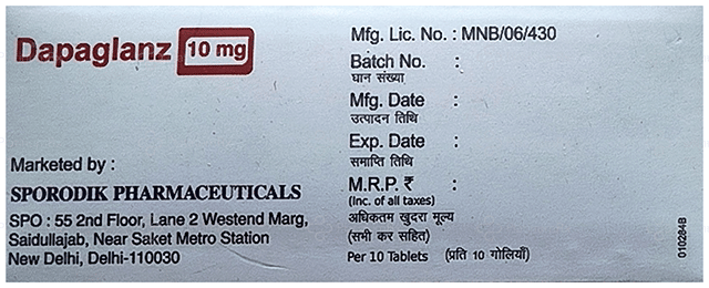 Dapaglanz 10mg Tablet 10s