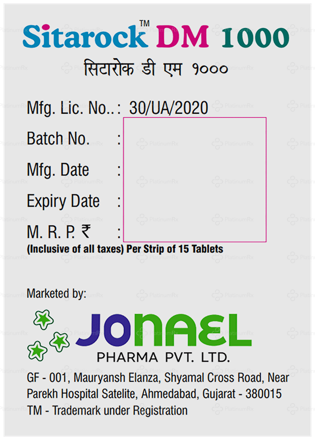 Sitarock DM 10/1000/100mg Tablet ER 15s