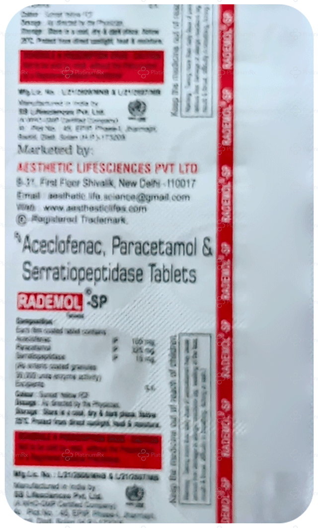 Rademol SP 100/325/15mg Tablet 10s