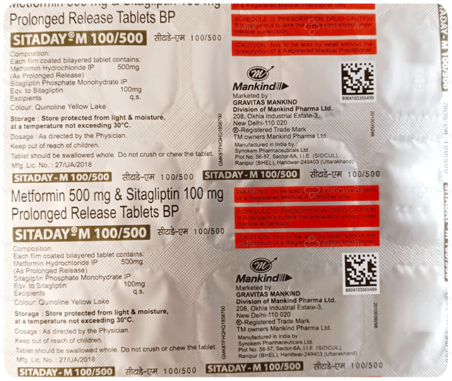 Sitaday M 500/100mg Tablet PR 15s
