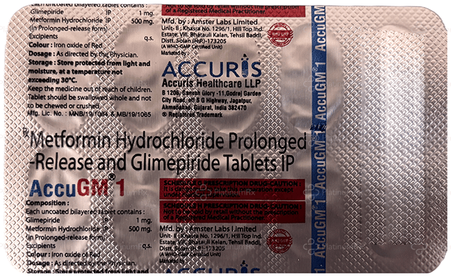 AccuGM 1/500mg Tablet PR 10s