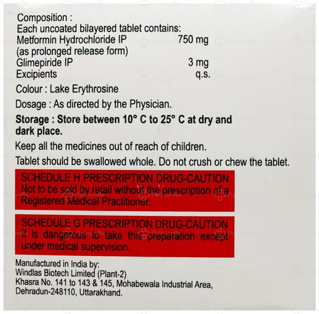 Glimisave M 3/750mg Tablet PR 15s