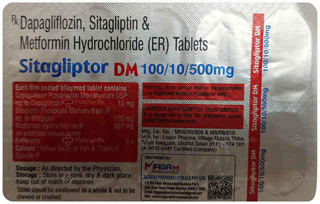 Sitagliptor DM 10/500/100mg Tablet ER 10s
