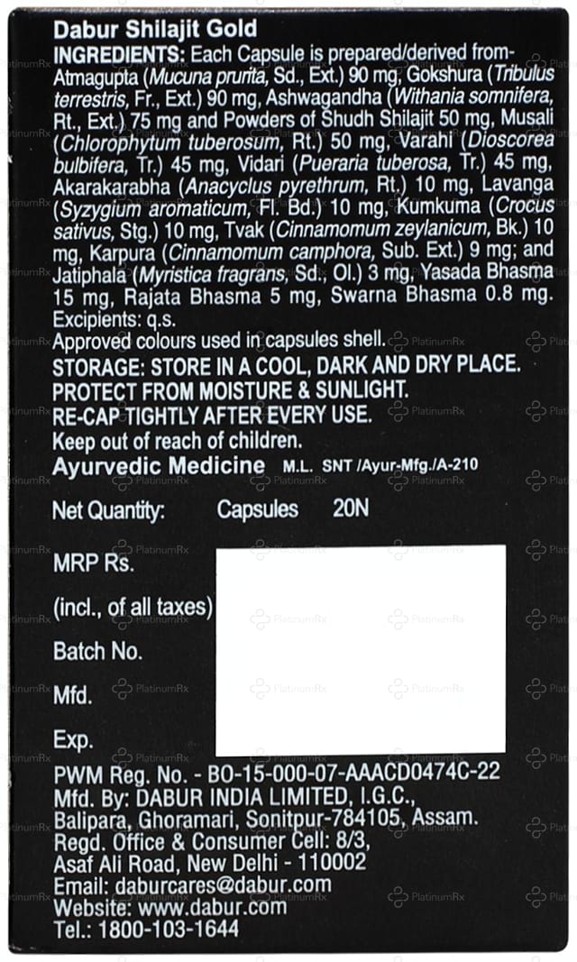 Dabur Shilajit Gold Capsule for Men 20s