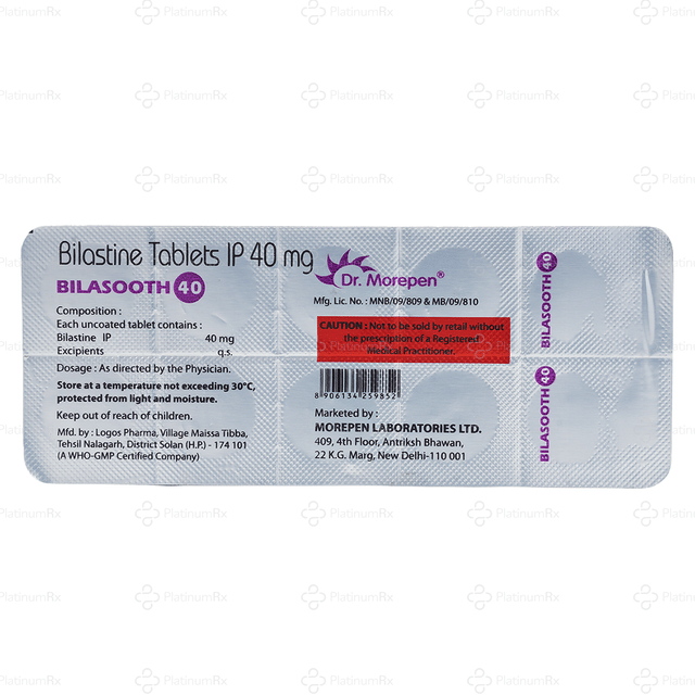 Bilasooth 40mg Tablet 10s