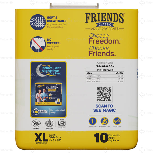 Friends Classic Adult Dry Pants Xl Diapers 10s