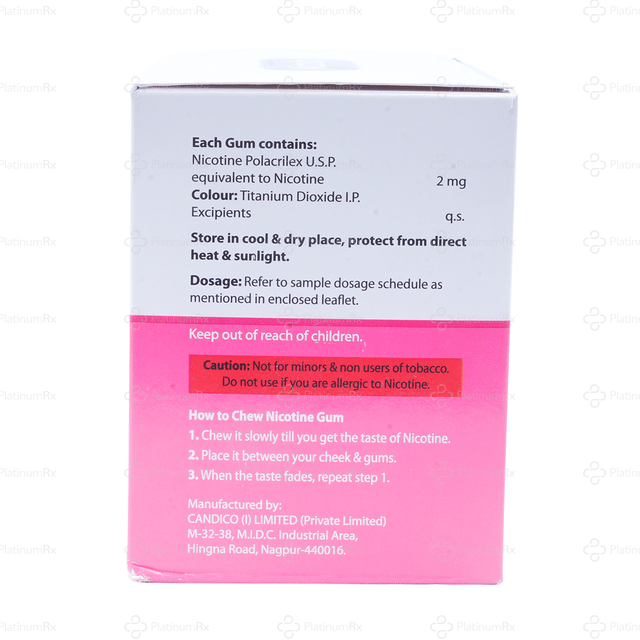 Nicosip 2mg Mint Flavour Sugar Free Chewing Gum 10s