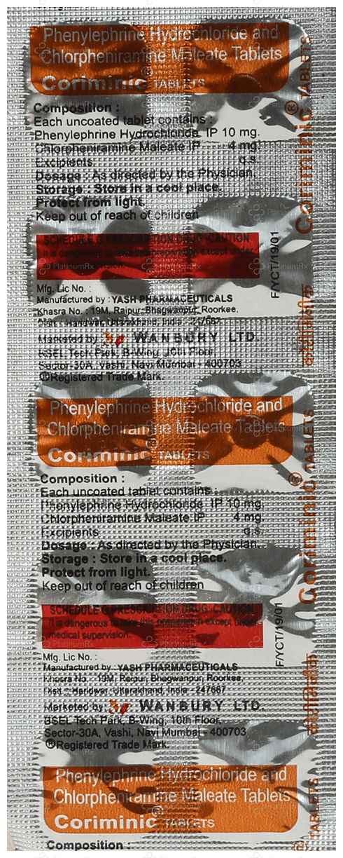 Coriminic 4/10mg Tablet 10s