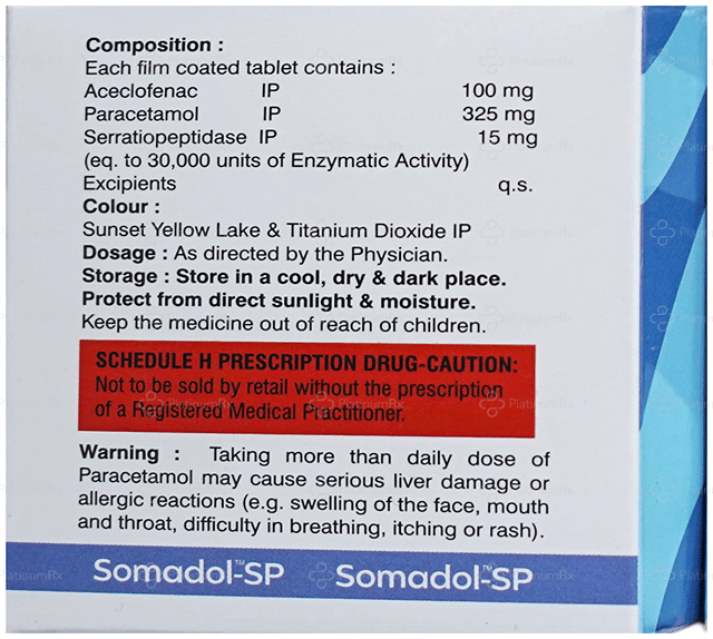 Somadol SP 100/325/15mg Tablet 10s