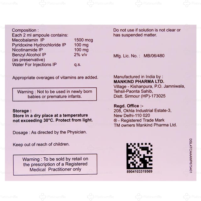 Nurokind Plus 100/100mg/1500mcg Injection 2ml