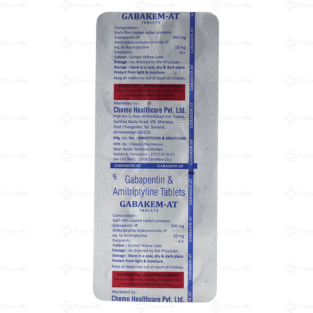 Gabakem AT 10/300mg Tablet 10s