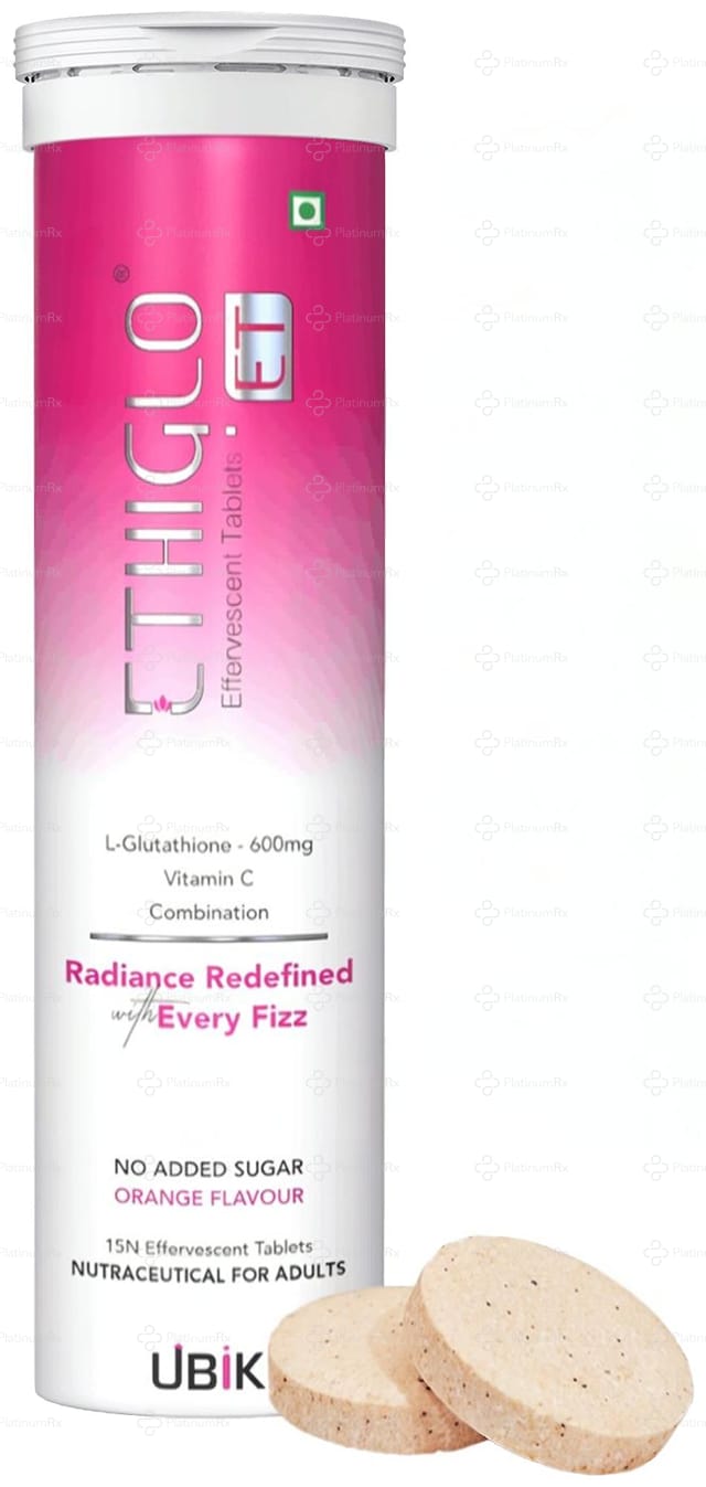 Ethiglo ET No Added Sugar orange Flavour Effervescent Tablet 15s