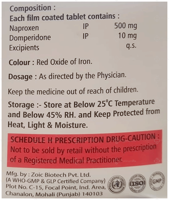 Napronexa 10/500mg Tablet 10s