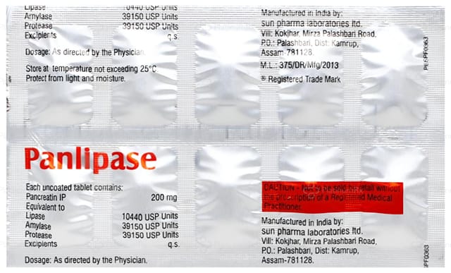 Panlipase UC 200mg Tablet 10s