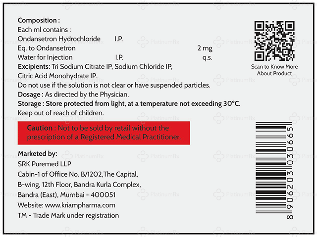 Kriam Pharma Ondensetron 2mg Injection 2ml