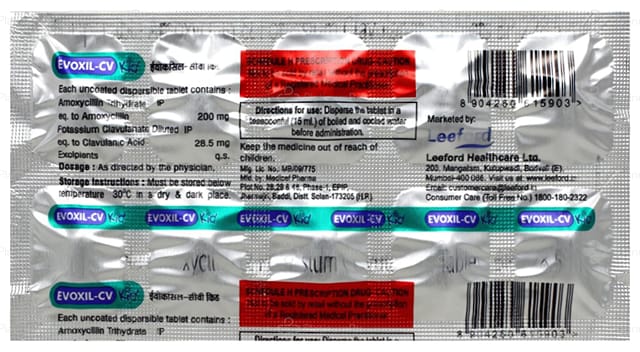 Evoxil CV Kid 200/28.5mg Tablet DT 10s