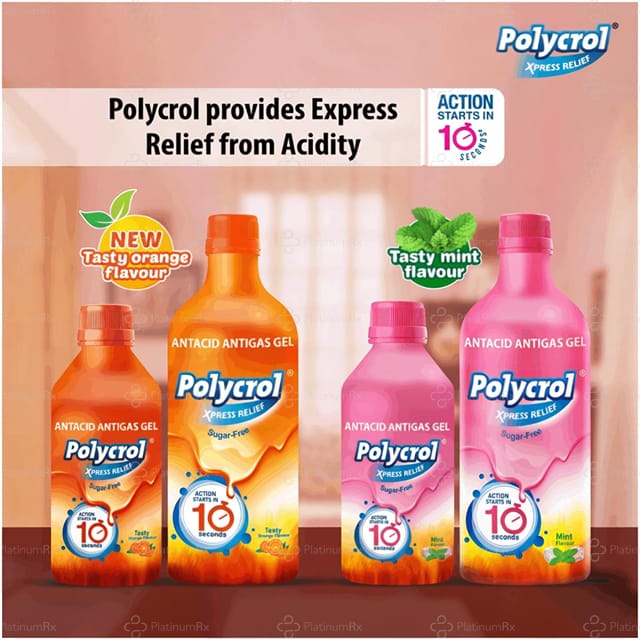 Polycrol Xpress Relief Sugar Free Mint Flavour Antacid Gel 200ml