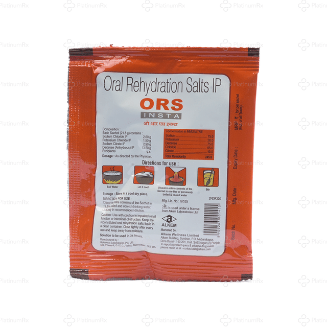 Alkem ORS Insta Orange Flavor Powder 21.8gm
