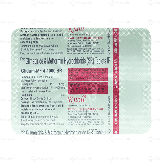 Glidum MF 4/1000mg Tablet SR 10s