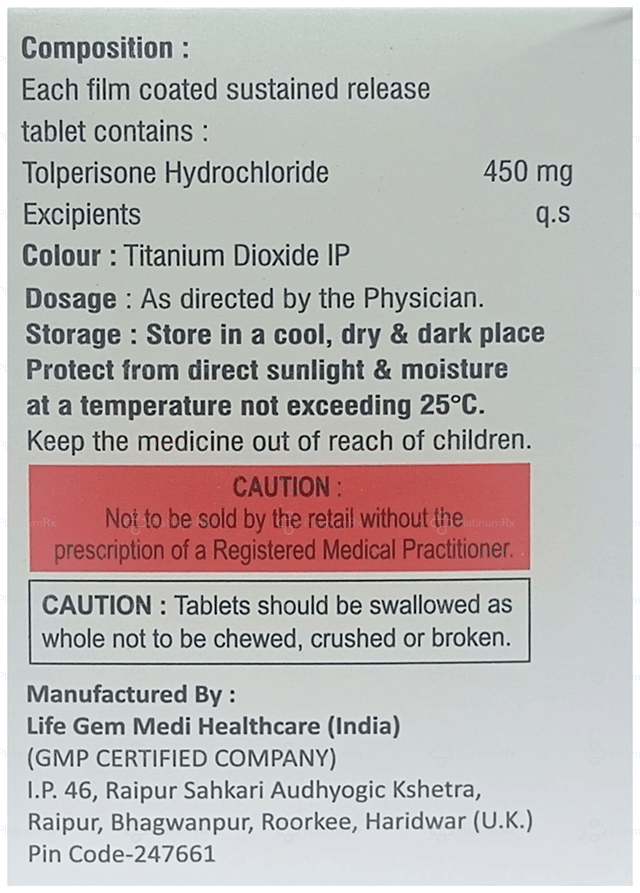 Tolnow 450mg Tablet SR 10s