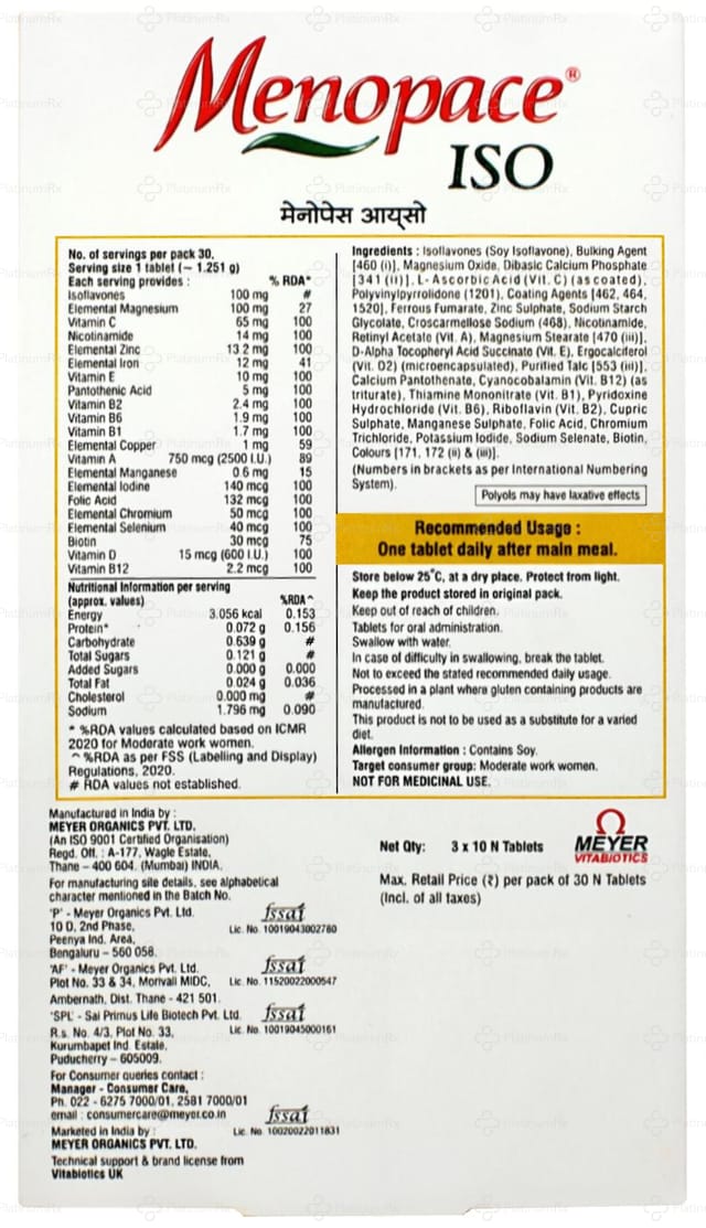 Menopace ISO Tablet 10s