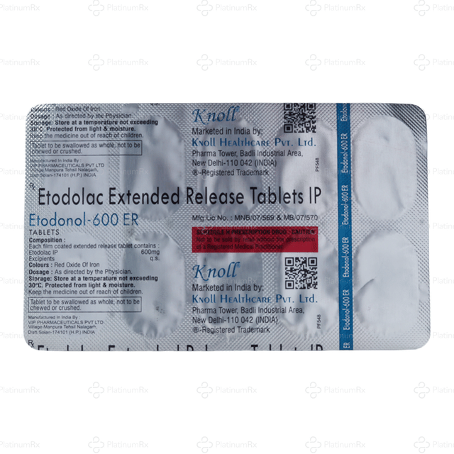 Etodonol 600mg Tablet ER 10s