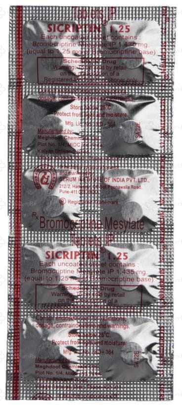Sicriptin 1.25mg Tablet 10s