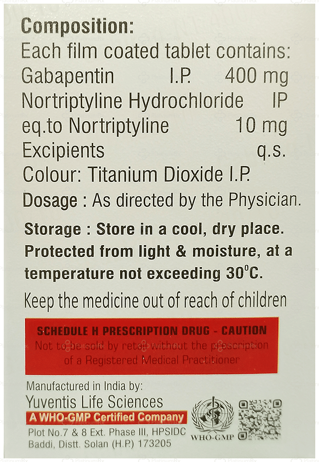 Gabiraq NT 400/10mg Tablet 10s
