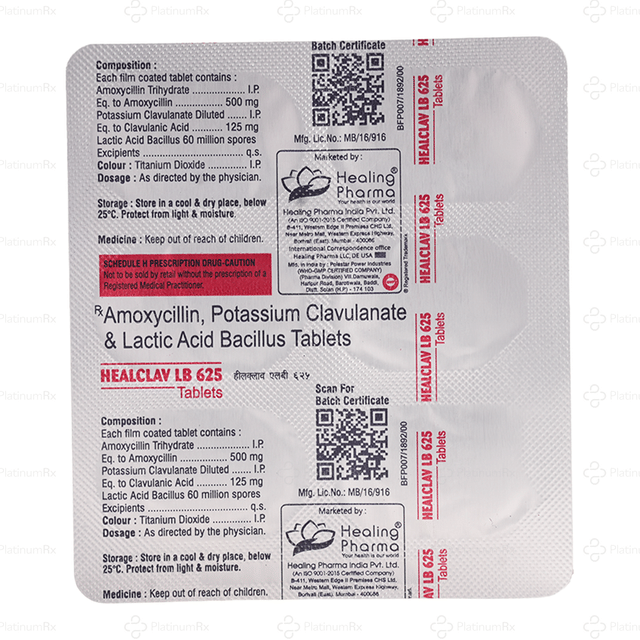 Healclav LB 625mg Tablet 6s