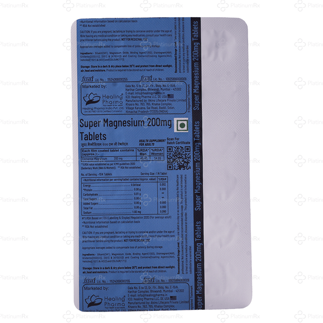 Super Magnesium 200mg Tablet 15s