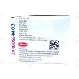 Zarbose M 500/0.3mg Tablet 10s