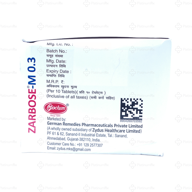 Zarbose M 500/0.3mg Tablet 10s