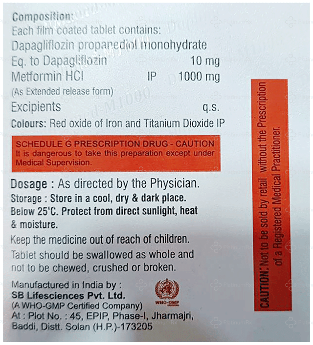 Daplimed M 10/1000mg Tablet ER 10s