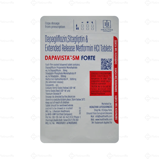 Dapavista SM Forte 10/1000/100mg Tablet ER 10s