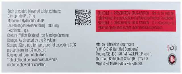 Gliminice M Forte 2/1000mg Tablet PR 15s