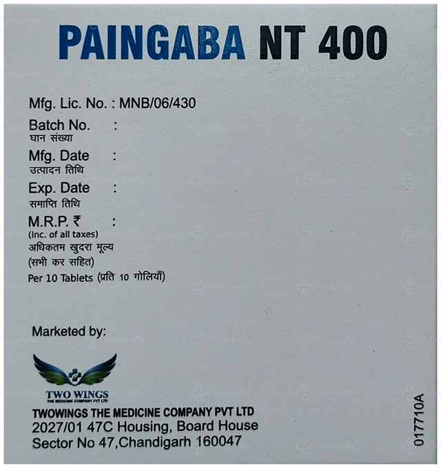Paingaba NT 400/10mg Tablet 10s