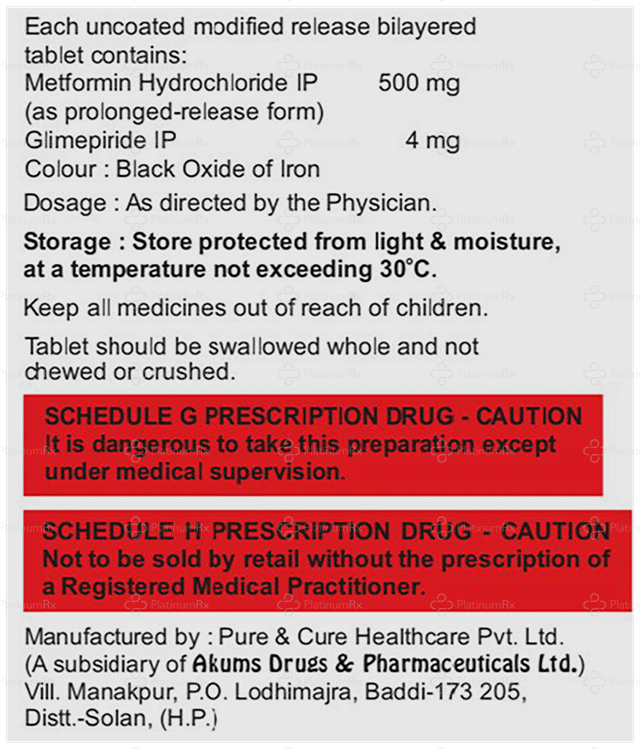 Gliris M 4/500mg Tablet PR 15s
