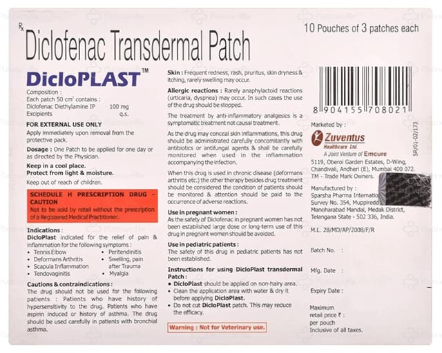 Dicloplast 100mg Patch 3s