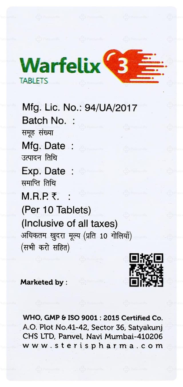 Warfelix 3mg Tablet 10s