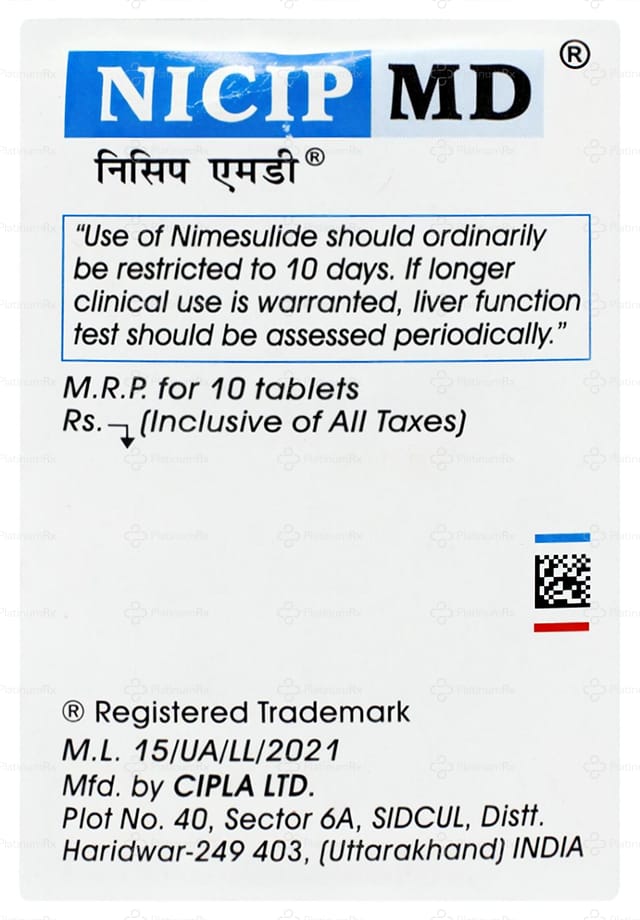 Nicip MD 100mg Tablet 10s