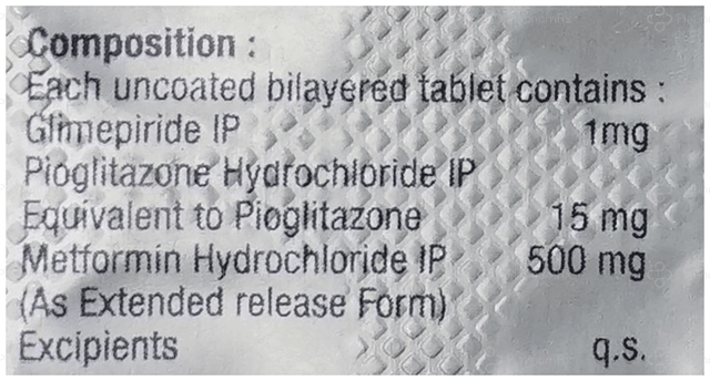 GLIMIeco PM 1/500/15mg Tablet ER 15s
