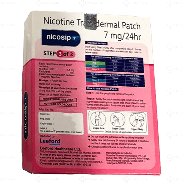 Nicosip 7mg Transdermal Patch 7s